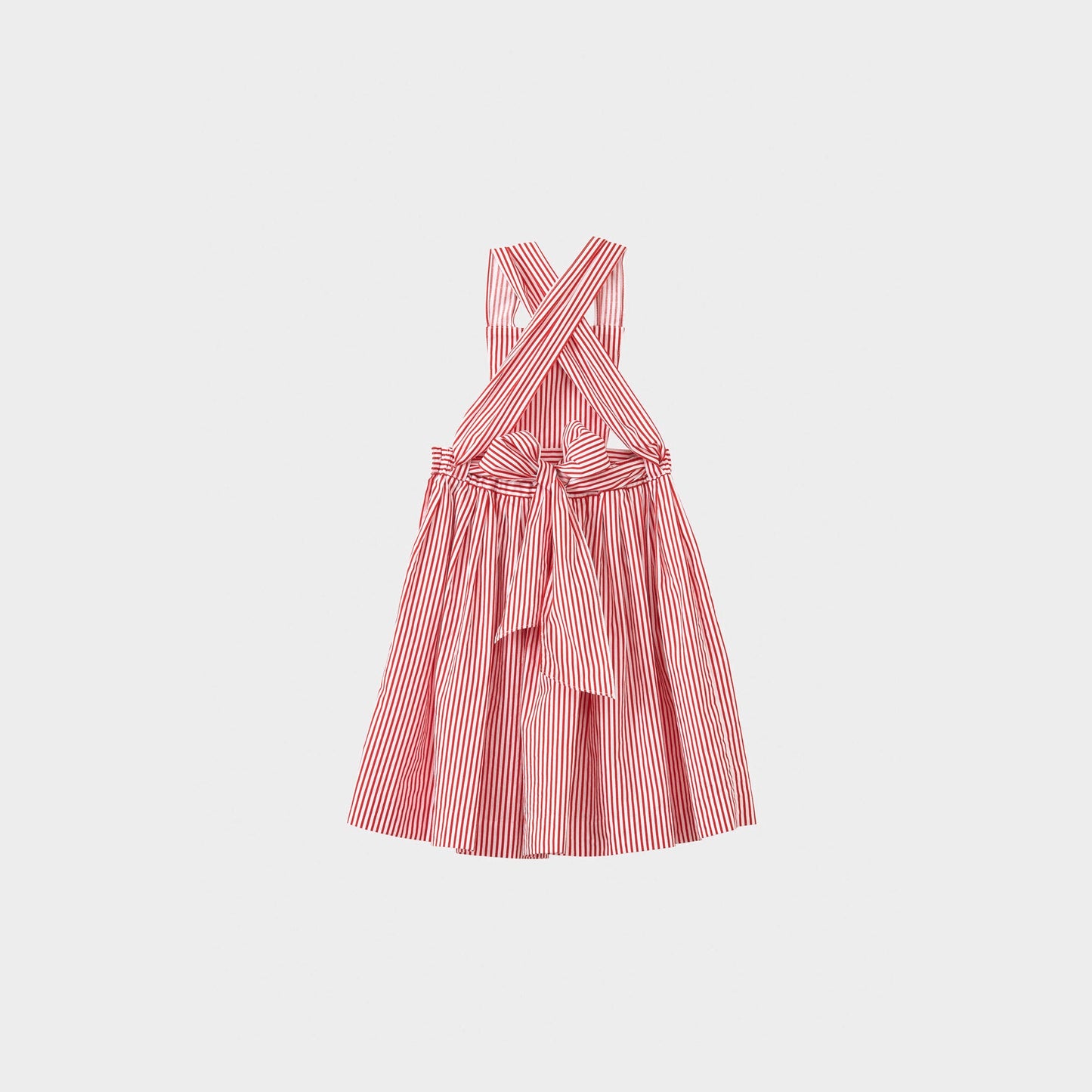 女童红色条纹背带裙