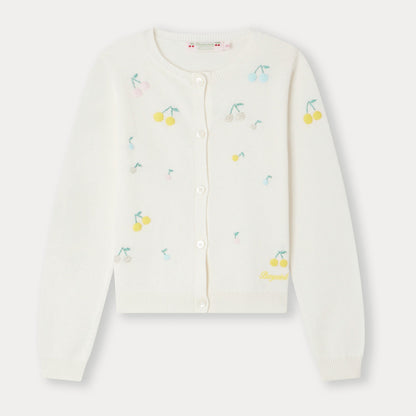 女童白色刺绣Logo棉开衫