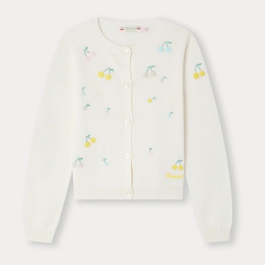 女童白色刺绣Logo棉开衫