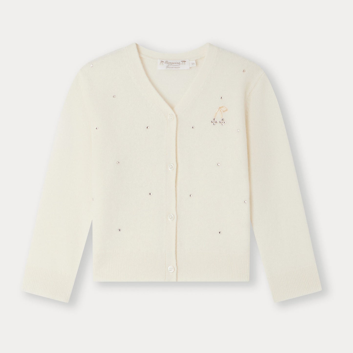 女童白色羊绒开衫