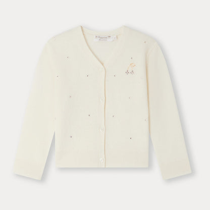 女童白色羊绒开衫