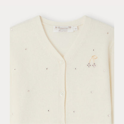 女童白色羊绒开衫