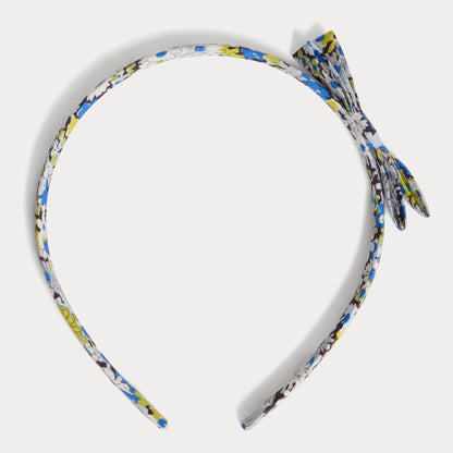 女童蓝色碎花蝴蝶结发箍