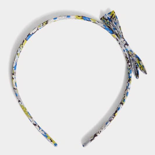 女童蓝色碎花蝴蝶结发箍