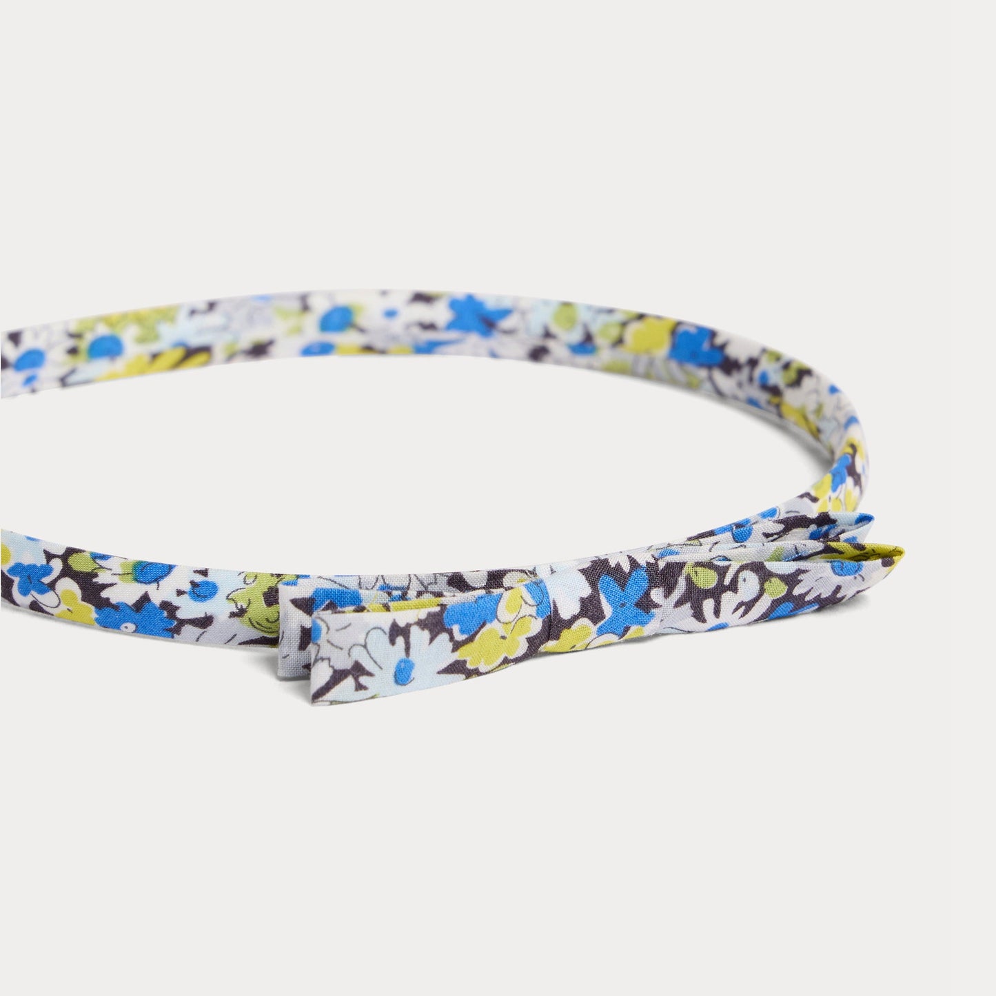 女童蓝色碎花蝴蝶结发箍