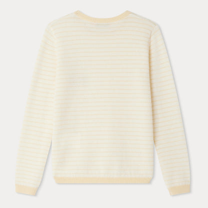 女童黄色条纹羊绒毛衣