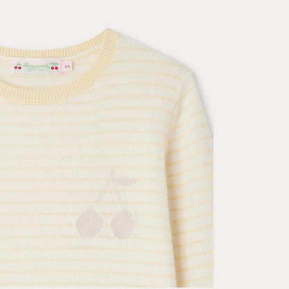 女童黄色条纹羊绒毛衣