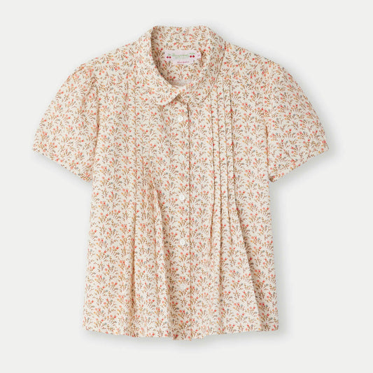 女童米色碎花棉衬衫