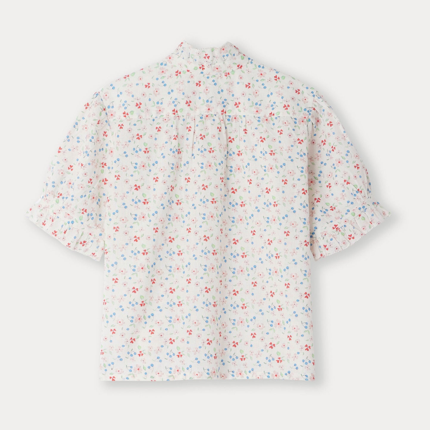 女童白色碎花棉衬衫