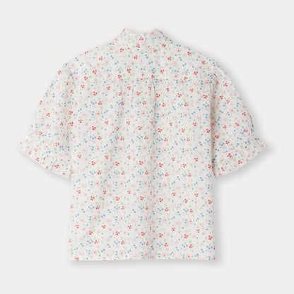 女童白色碎花棉衬衫