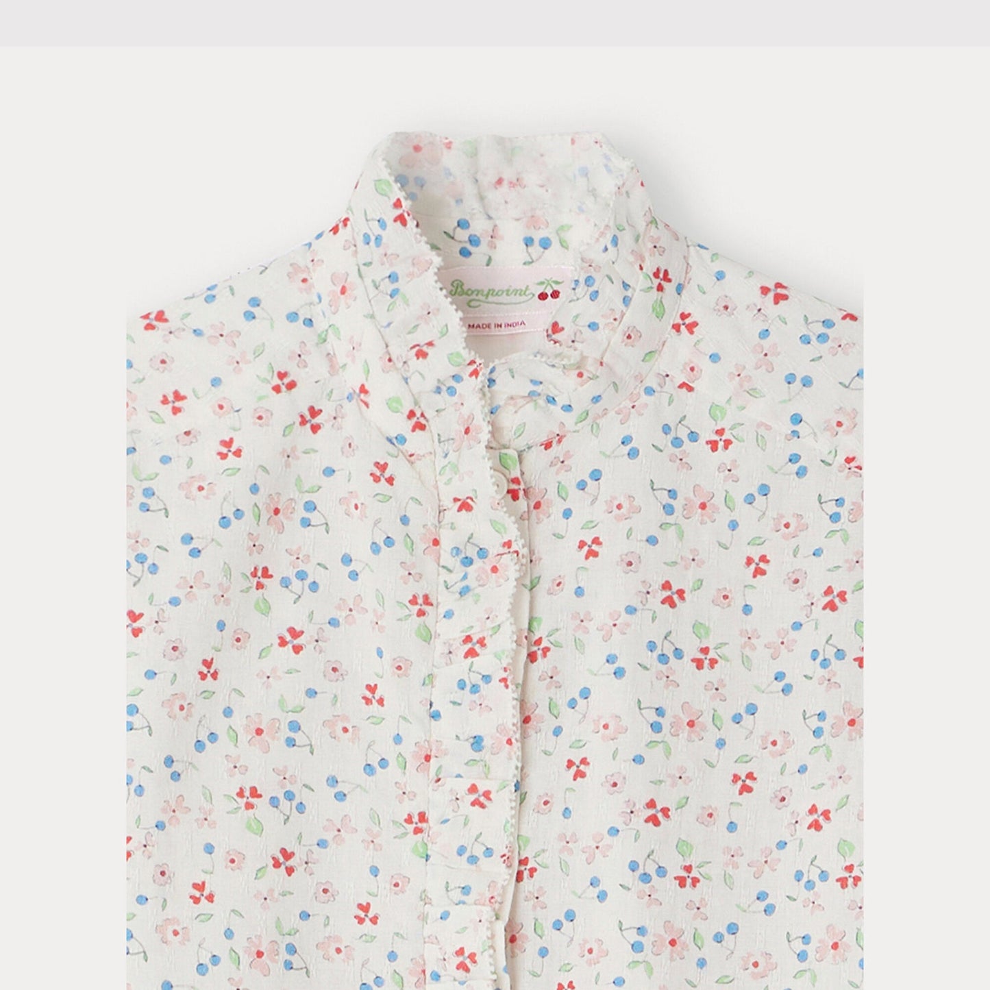 女童白色碎花棉衬衫