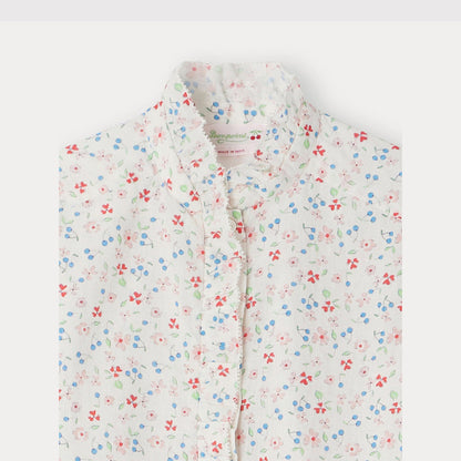 女童白色碎花棉衬衫