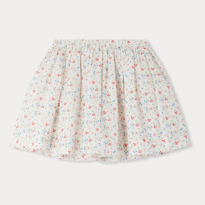 女童白色碎花棉短裙