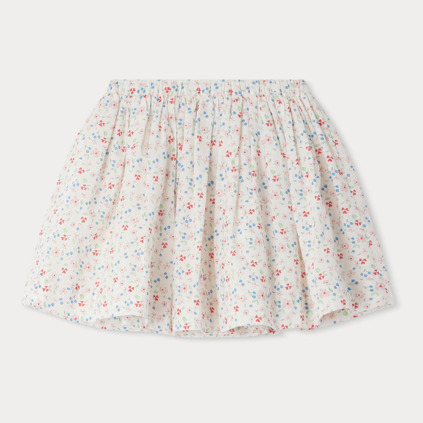 女童白色碎花棉短裙