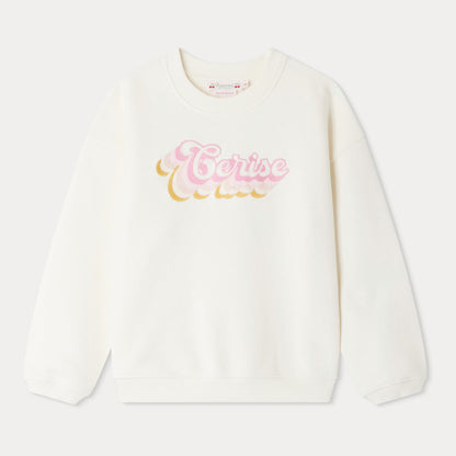 女童白色刺绣棉卫衣