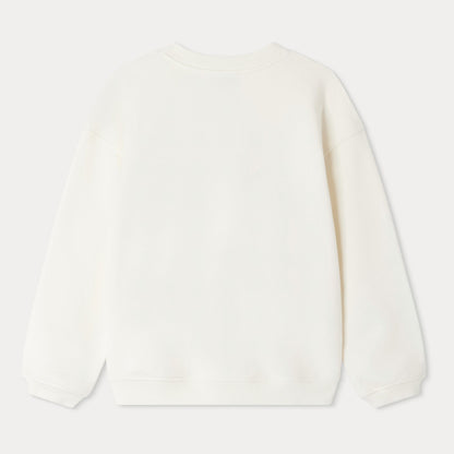 女童白色刺绣棉卫衣