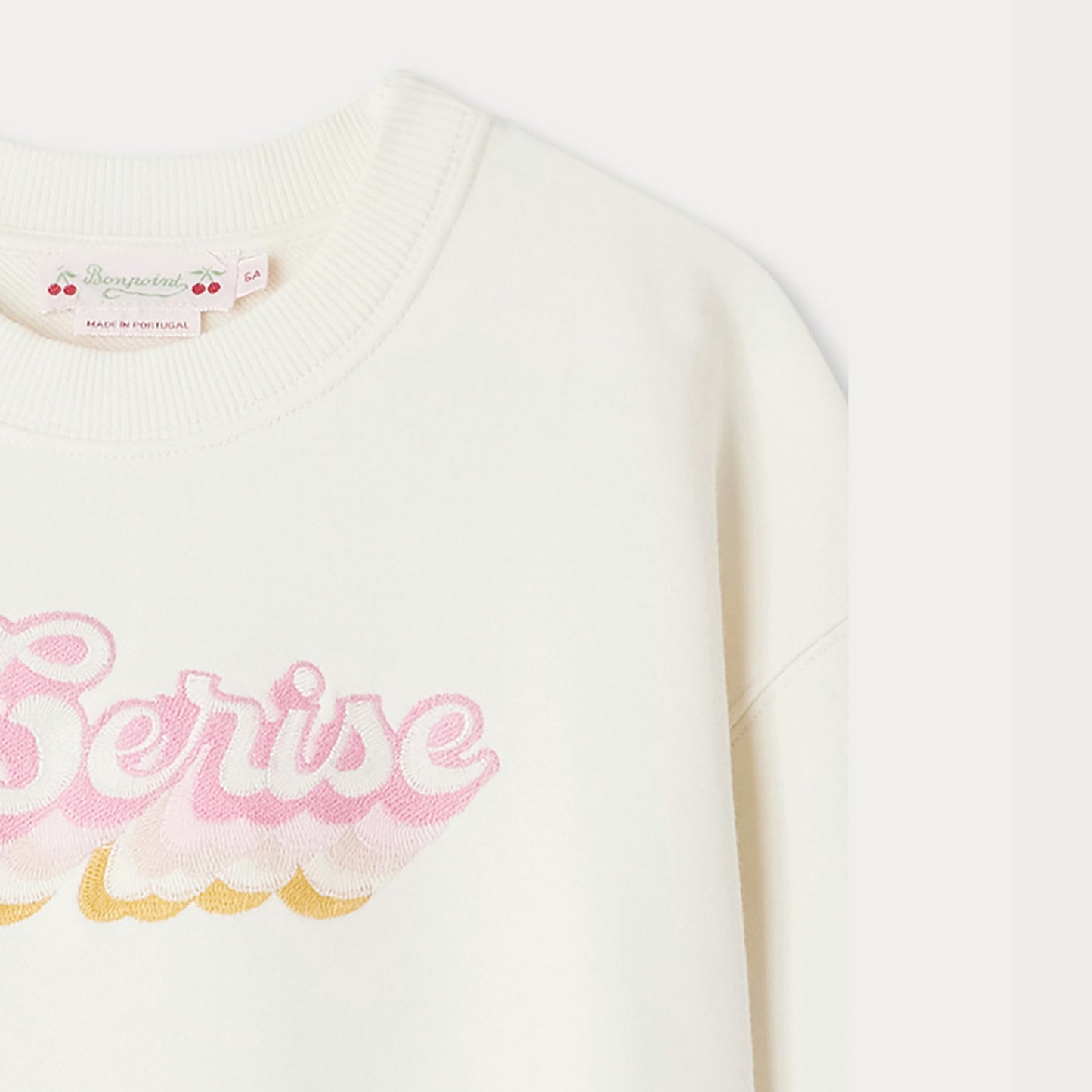 女童白色刺绣棉卫衣