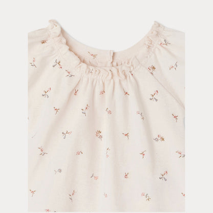 女婴浅粉色碎花棉套装