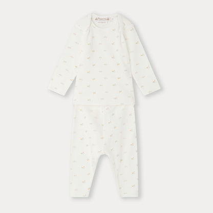 婴儿白色印花棉套装