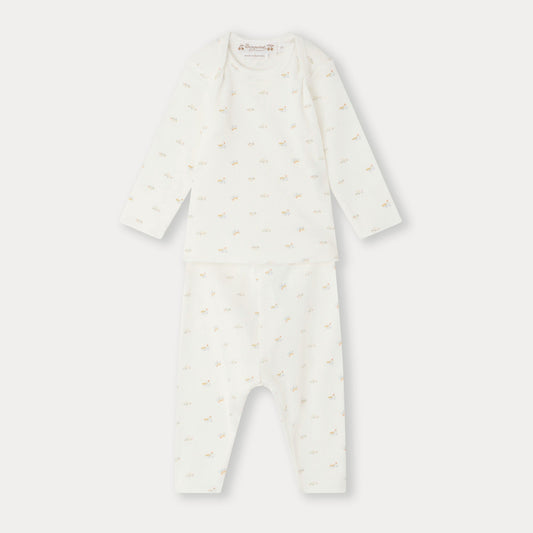 婴儿白色印花棉套装