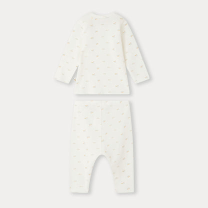 婴儿白色印花棉套装