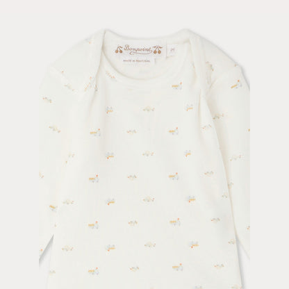 婴儿白色印花棉套装