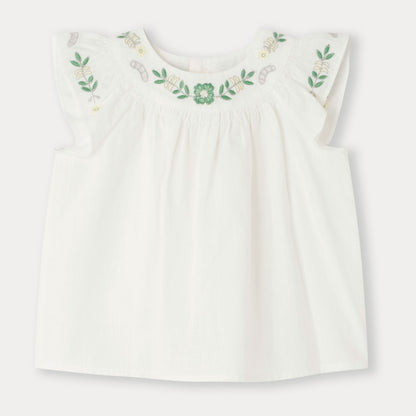 女婴白色刺绣棉上衣