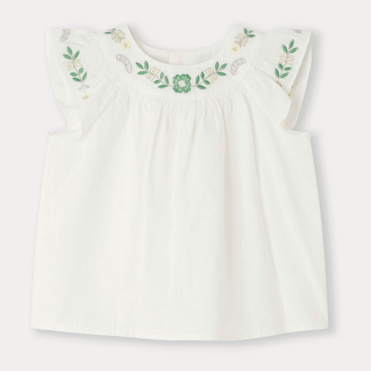 女婴白色刺绣棉上衣
