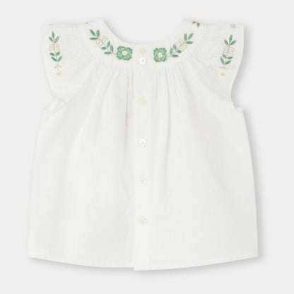 女婴白色刺绣棉上衣