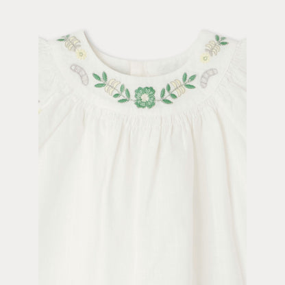女婴白色刺绣棉上衣
