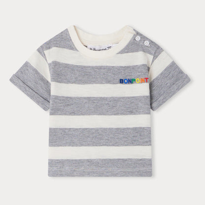 婴儿灰色条纹棉T恤