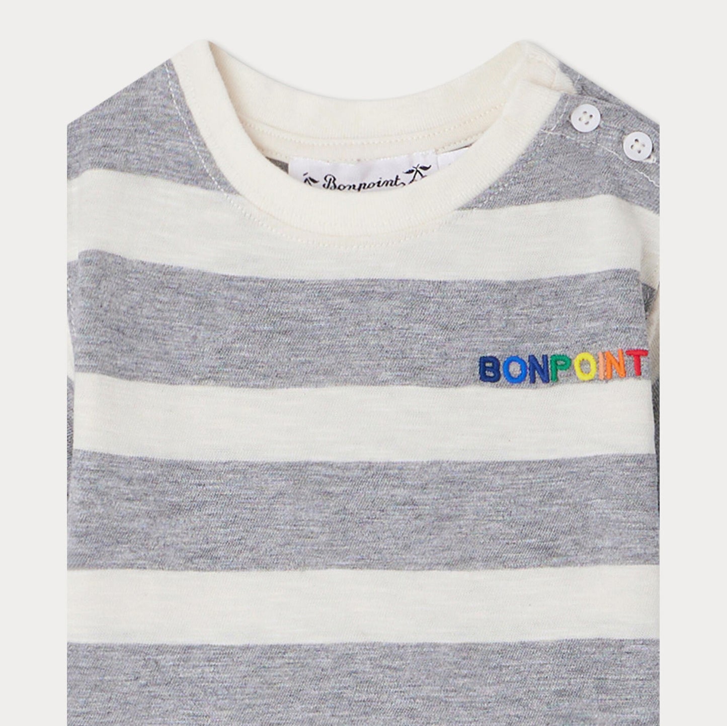 婴儿灰色条纹棉T恤