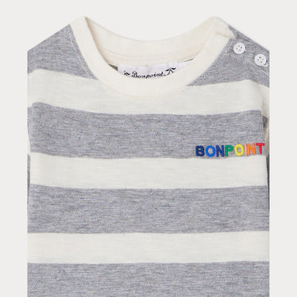 婴儿灰色条纹棉T恤