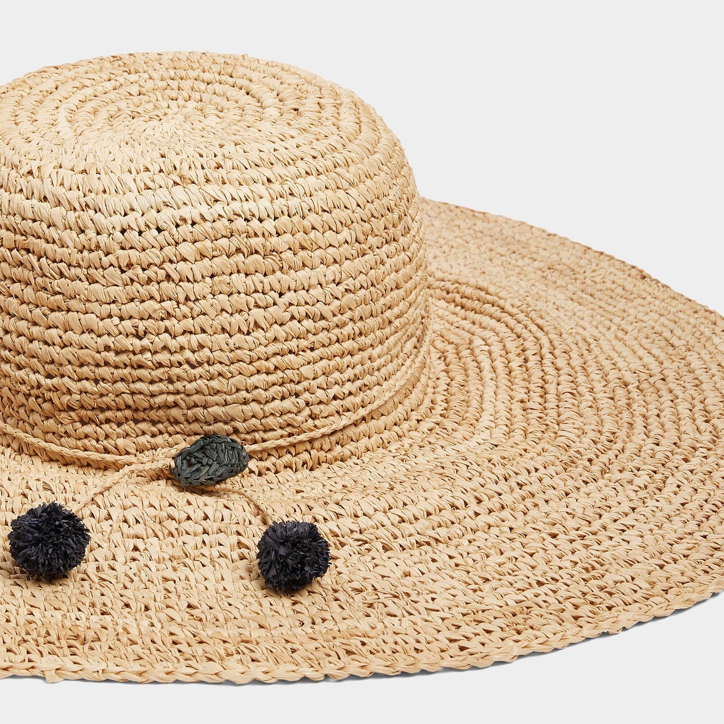 女童米色拉菲草太阳帽