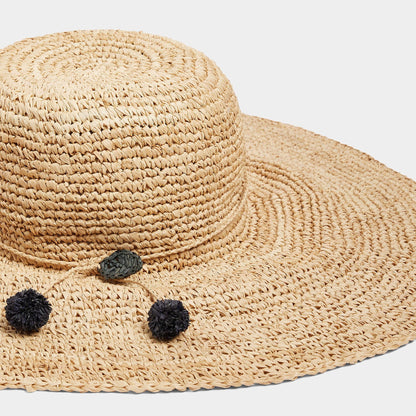 女童米色拉菲草太阳帽