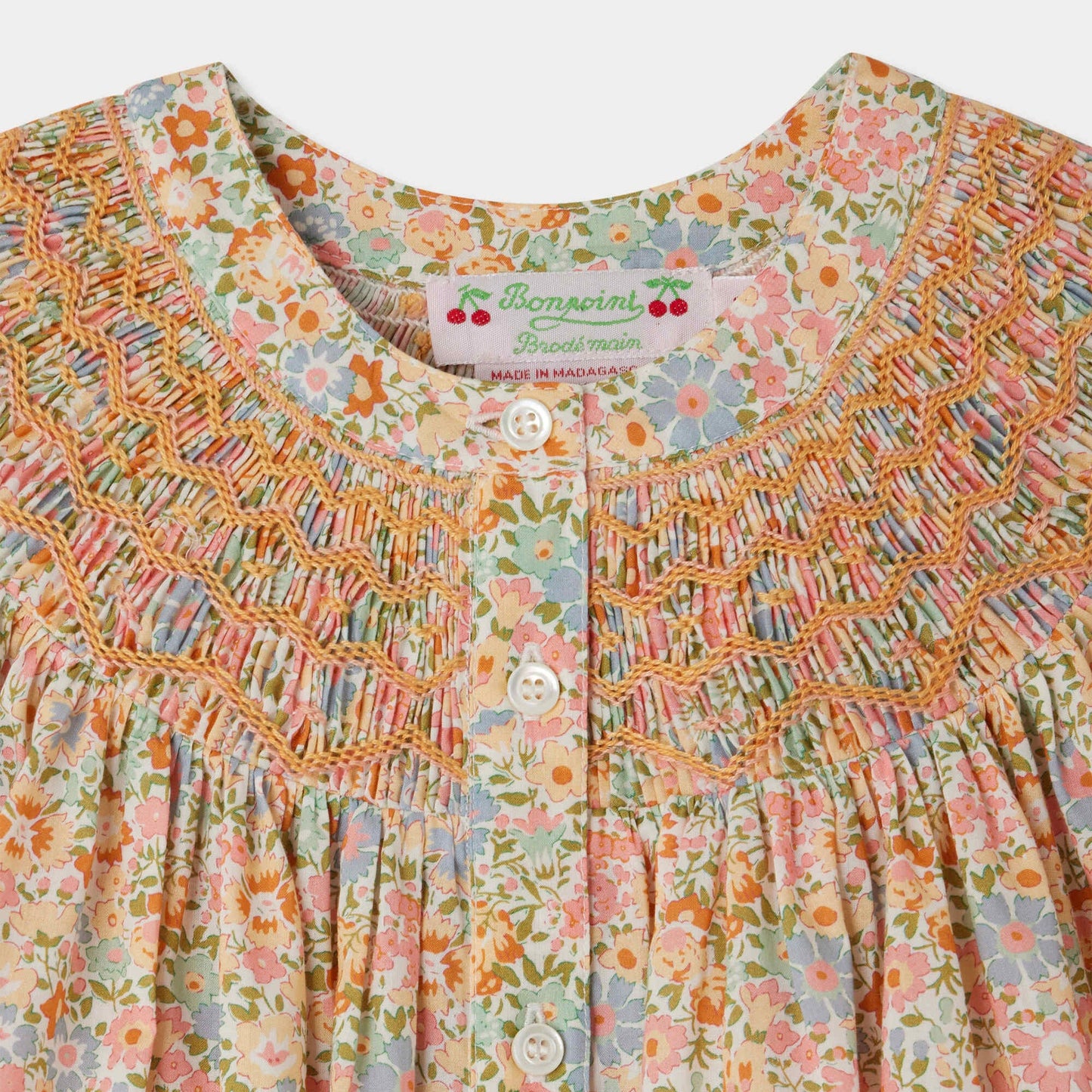 女童粉色碎花棉衬衫