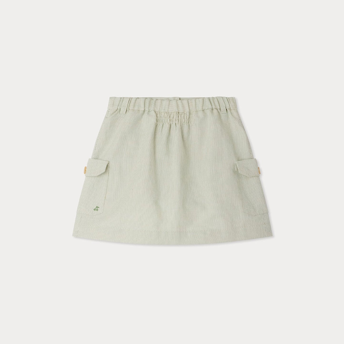 女童浅绿色条纹短裙