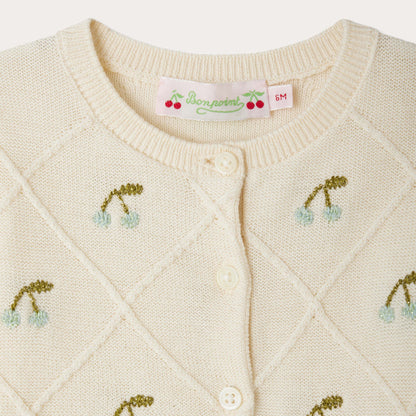 女婴象牙白刺绣棉开衫