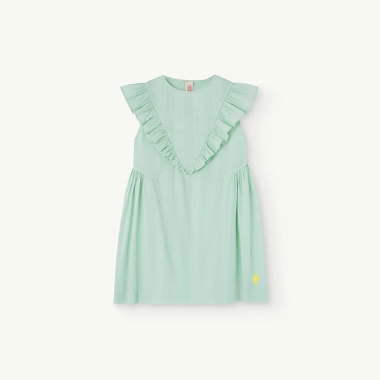 女童浅绿色条纹棉连衣裙