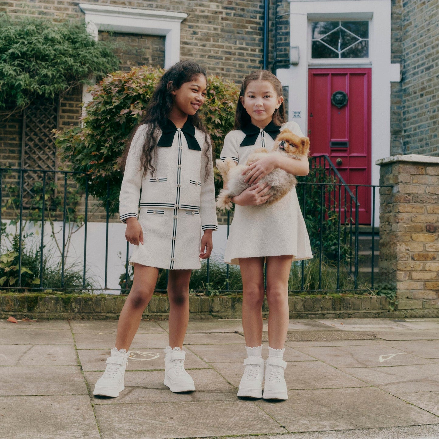 女童白色提花针织短裙