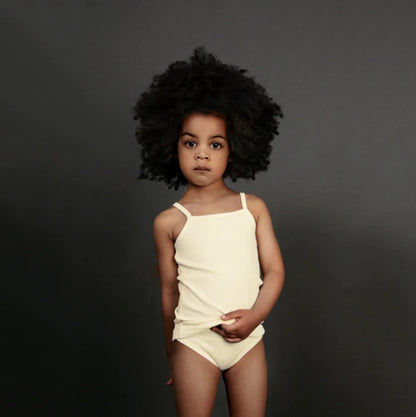 女童白色棉背心套装(2件)