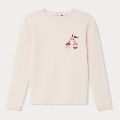 女童浅粉色Logo羊绒毛衣