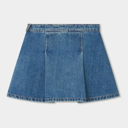 女童蓝色牛仔短裙