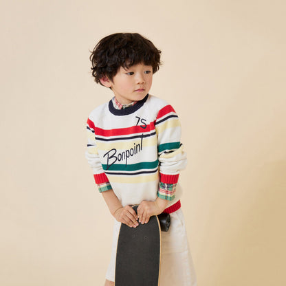 男童白色Logo棉毛衣