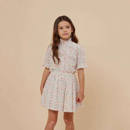 女童白色碎花棉衬衫