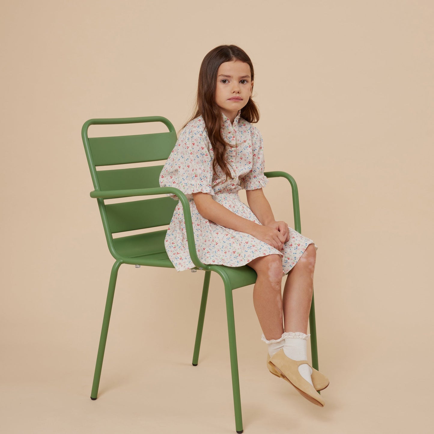 女童白色碎花棉衬衫