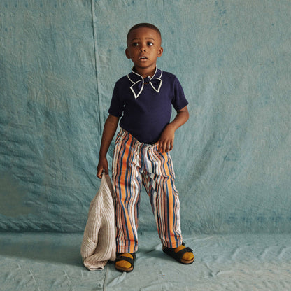 儿童藏青色蝴蝶结棉毛衣