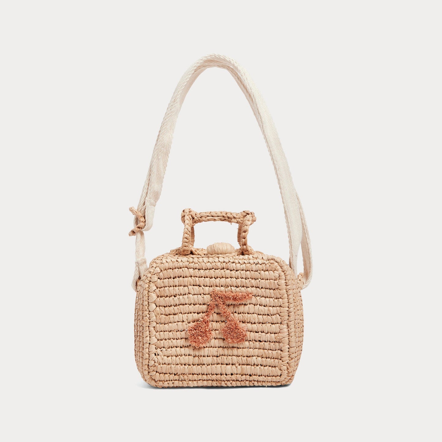 女童米色拉菲草单肩包(12.5x5.5x9.5cm)
