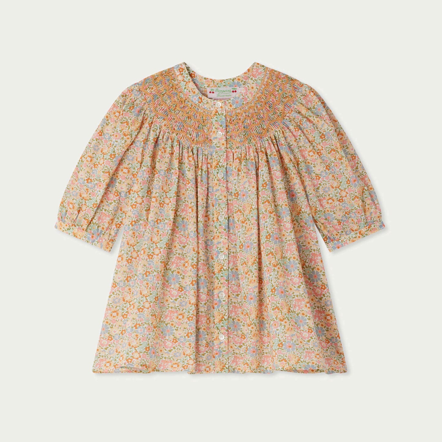 女童粉色碎花棉衬衫