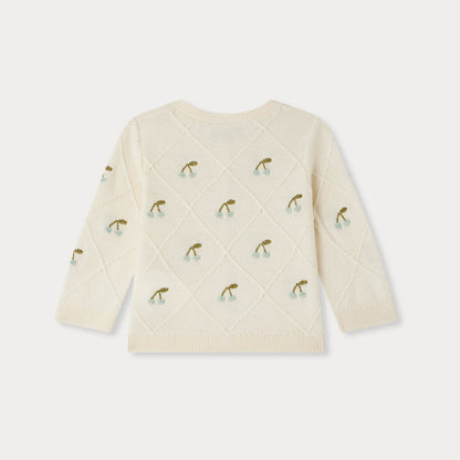 女婴象牙白刺绣棉开衫